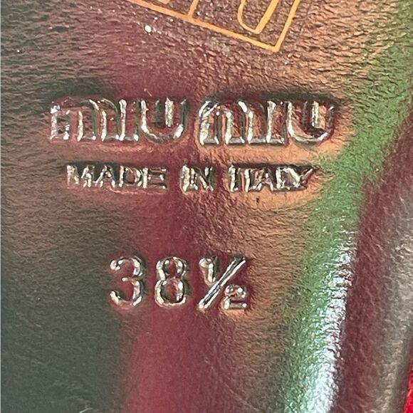 Miu Miu Red Suede Peep Toe Slingback Platform Sandals Size 38.5 Cone Heels - Picture 10 of 12